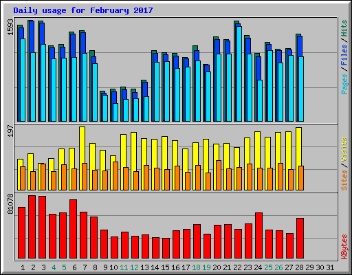 Daily usage for February 2017