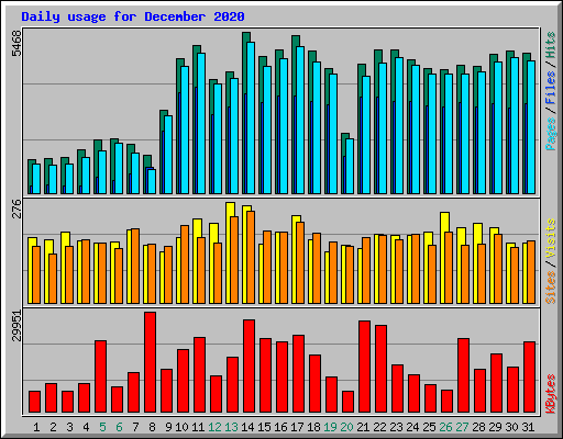 Daily usage for December 2020