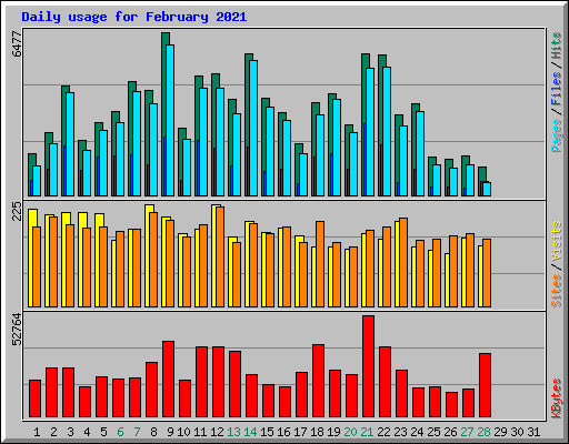 Daily usage for February 2021