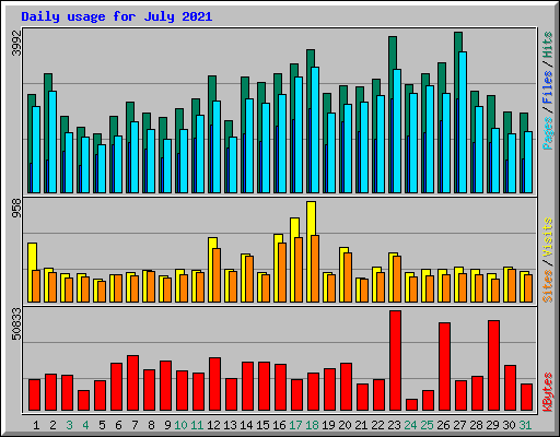 Daily usage for July 2021