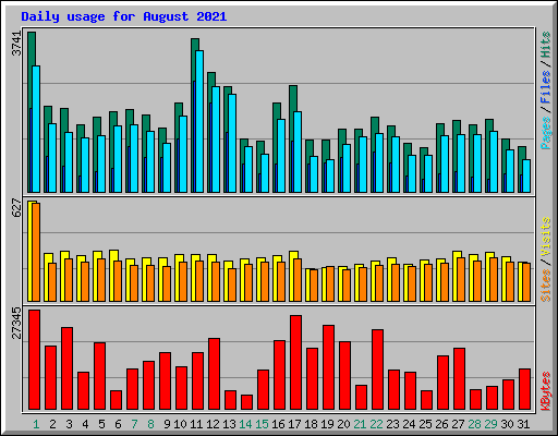 Daily usage for August 2021