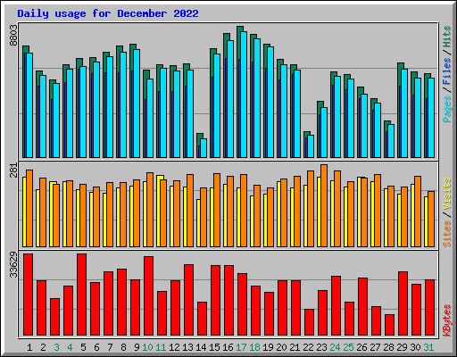 Daily usage for December 2022