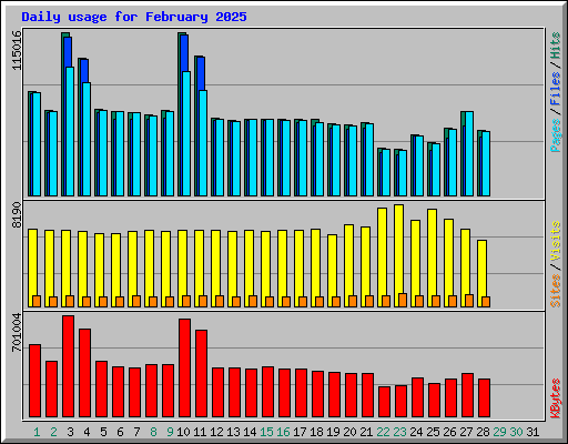Daily usage for February 2025