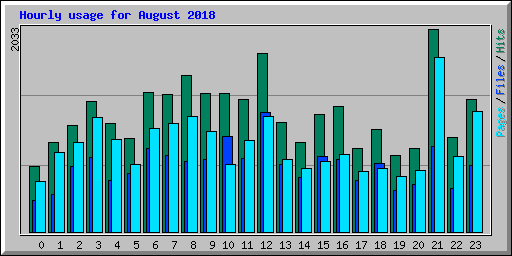 Hourly usage for August 2018