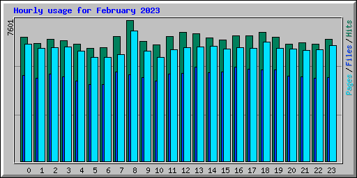 Hourly usage for February 2023
